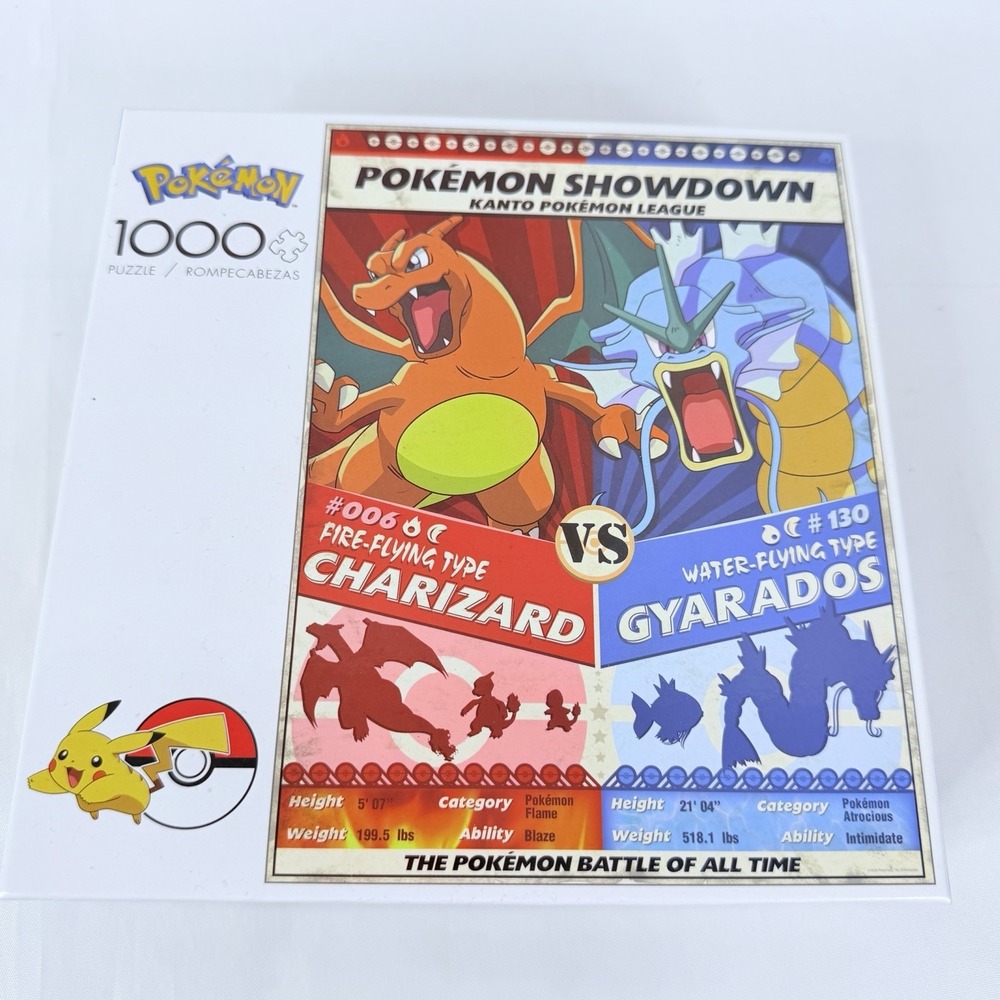 Pokemon Showdown Kanto Charizard Gyarados 1000 PC Jigsaw Puzzle Buffalo- NEW